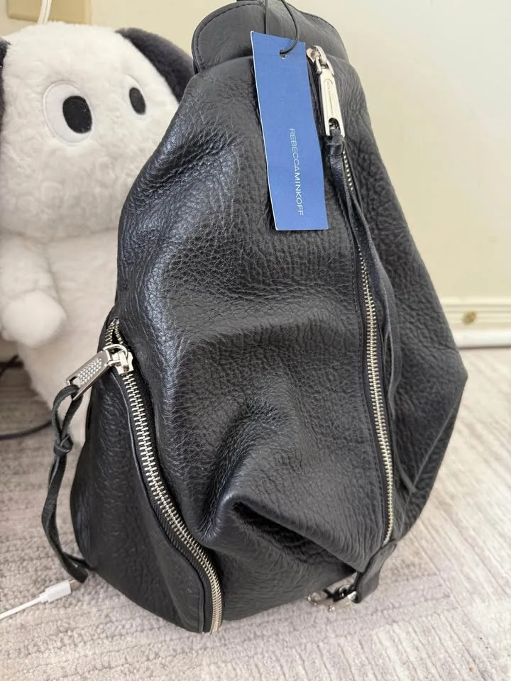 Rebecca Minkoff Black Pebbled Leather Julian Backpack - Medium image indicator(2)