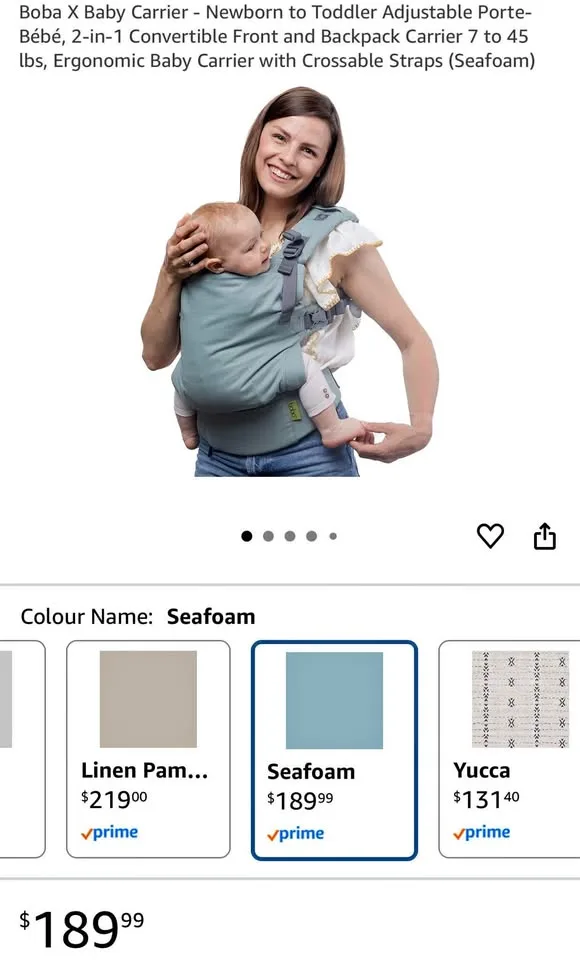 Baby carrier newborn to toddler-cotton, beautiful sea foam /adju thumbnail