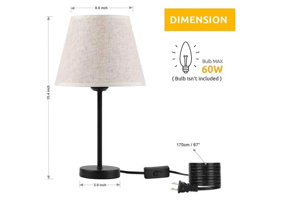 Table lamp set modern set of two-new -black metal base/on off sw image indicator(3)