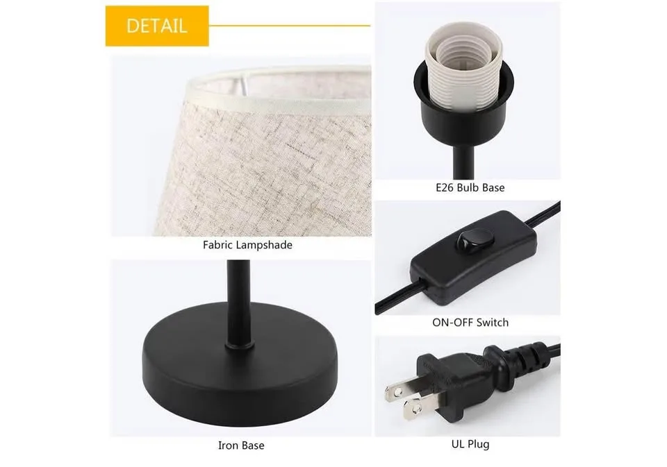 Table lamp set modern set of two-new -black metal base/on off sw image indicator(5)