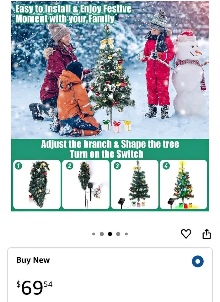 Outdoor solar Christmas 2 set -30 inch tree with light top candy thumbnail