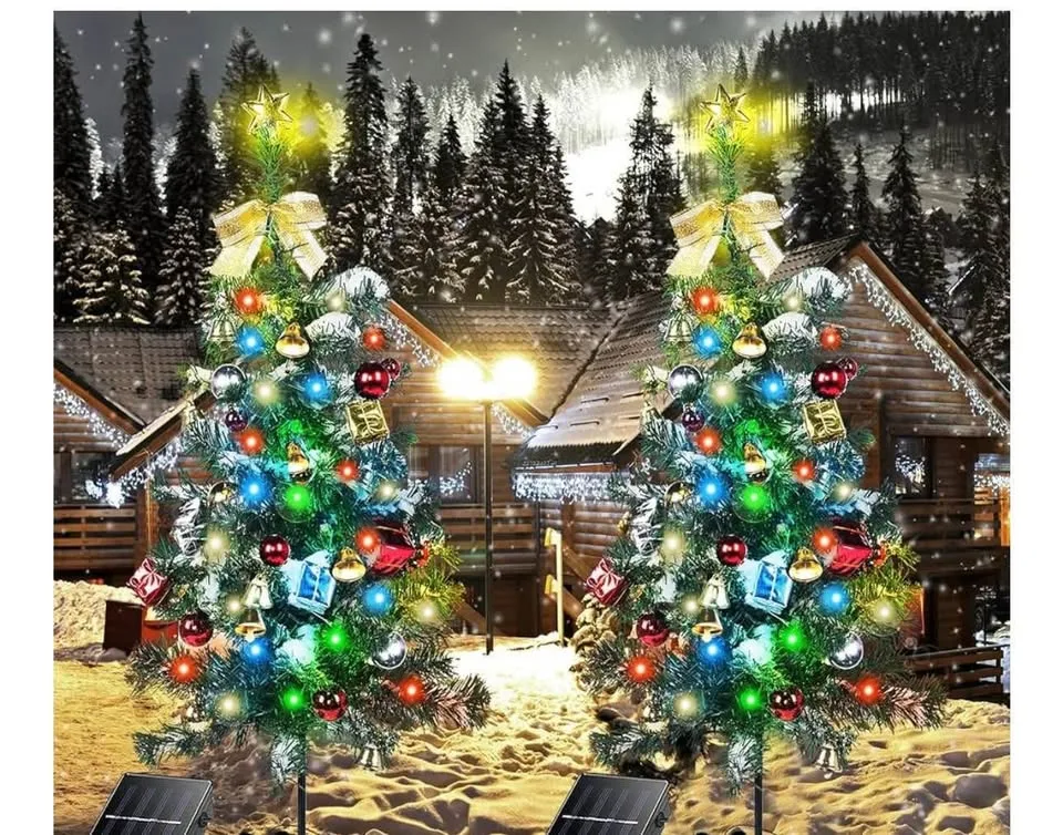 Outdoor solar Christmas 2 set -30 inch tree with light top candy image indicator(5)