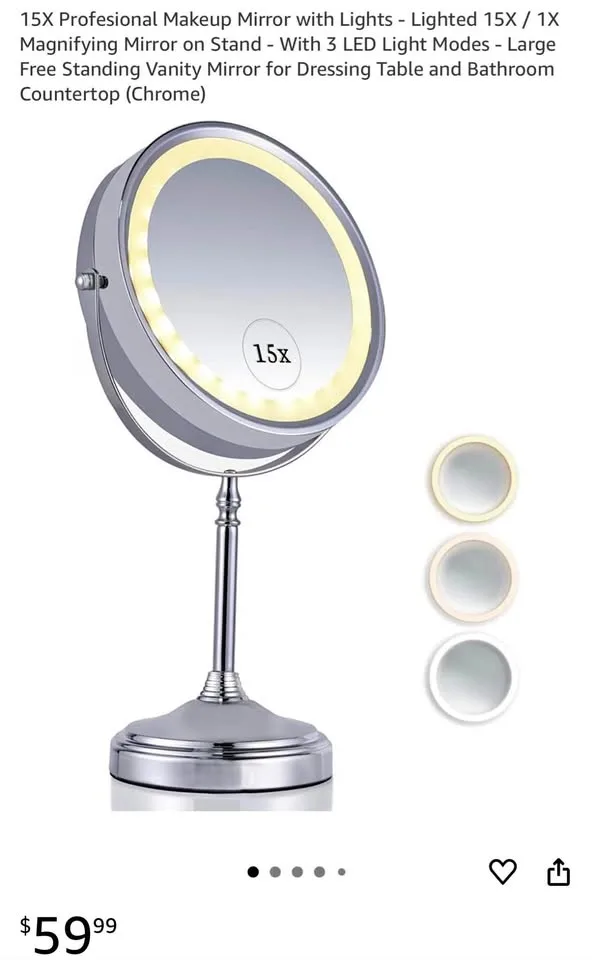 Make up stand lighted mirror/rechargeable-new with three LED lig thumbnail
