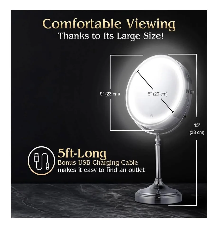 Make up stand lighted mirror/rechargeable-new with three LED lig image indicator(3)