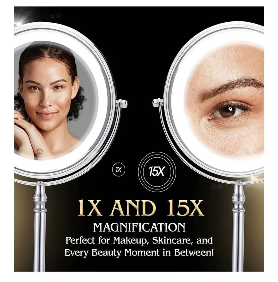 Make up stand lighted mirror/rechargeable-new with three LED lig image indicator(4)