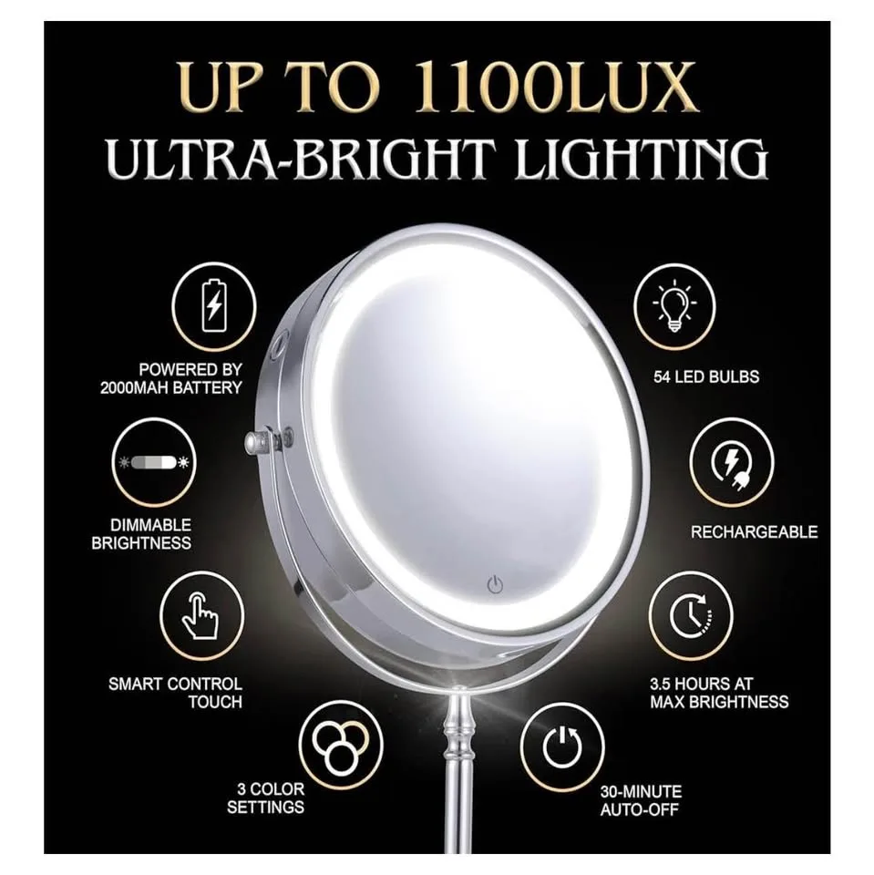 Make up stand lighted mirror/rechargeable-new with three LED lig image indicator(5)