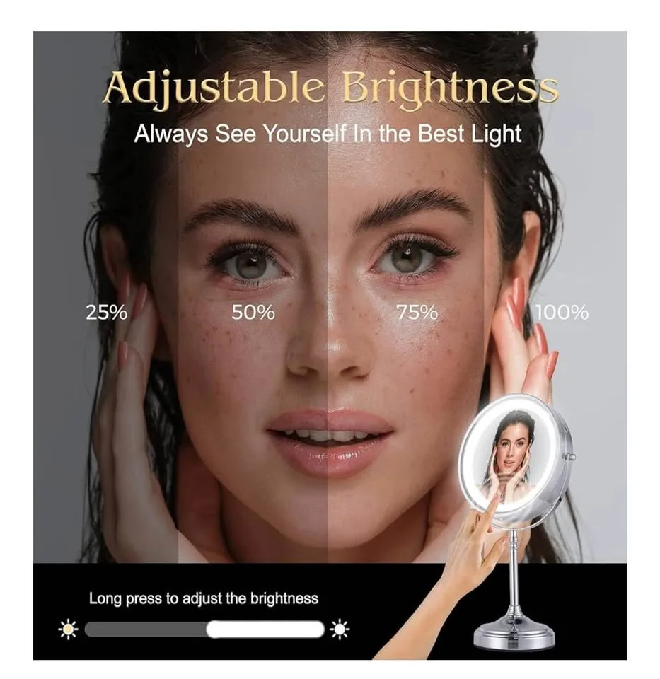 Make up stand lighted mirror/rechargeable-new with three LED lig image indicator(8)