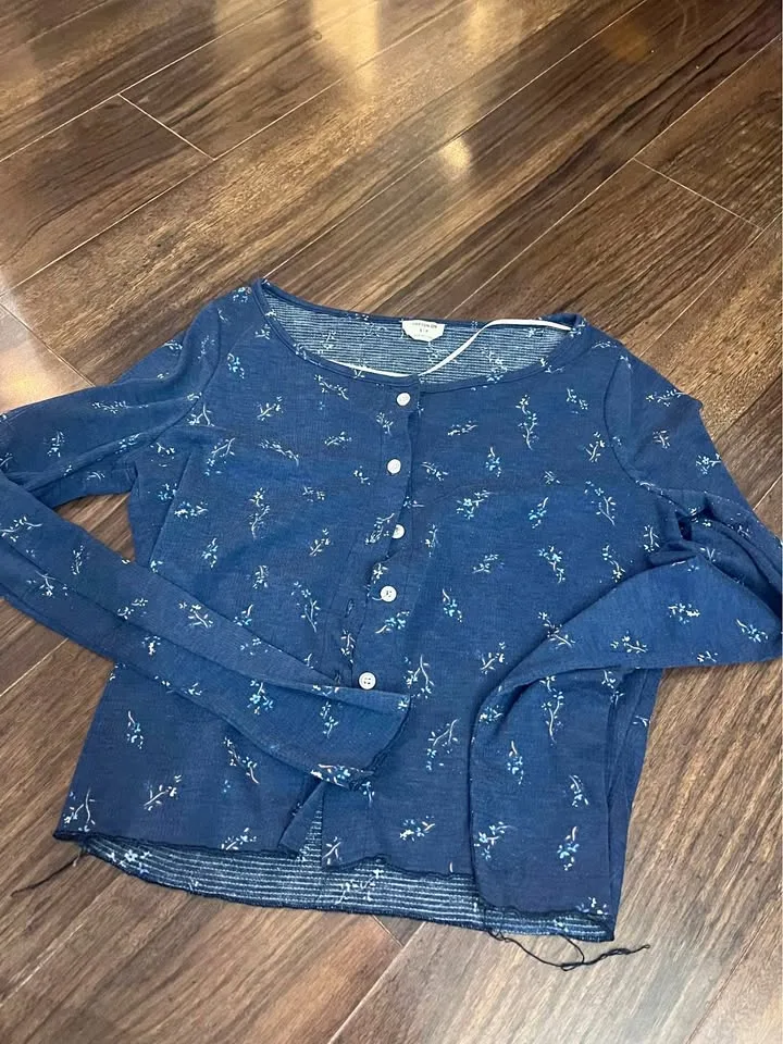 Cotton on navy button up top