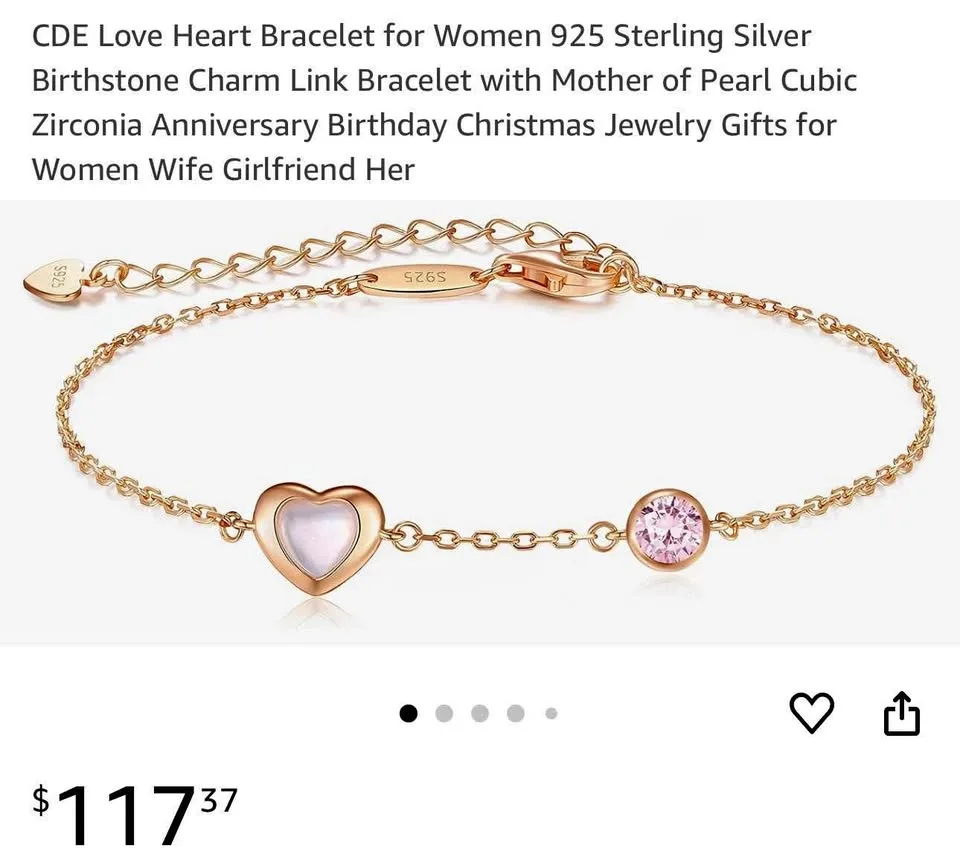 Ladies love heart bracelet- new-925 sterling silver in gift box thumbnail