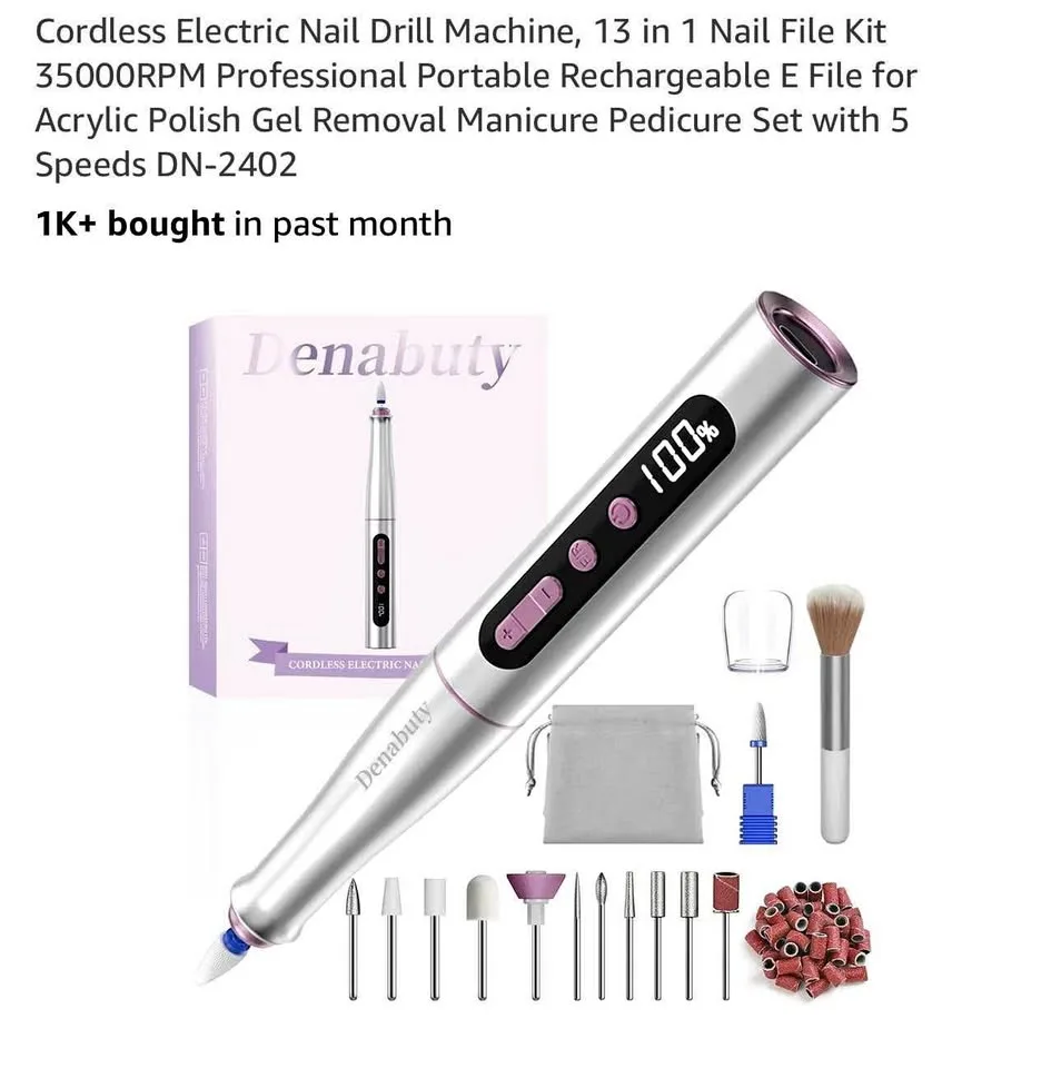 Nail cordless machine-new- nail file kit/ gel removal /pedicure thumbnail