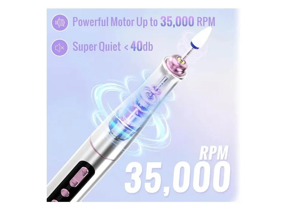 Nail cordless machine-new- nail file kit/ gel removal /pedicure image indicator(4)