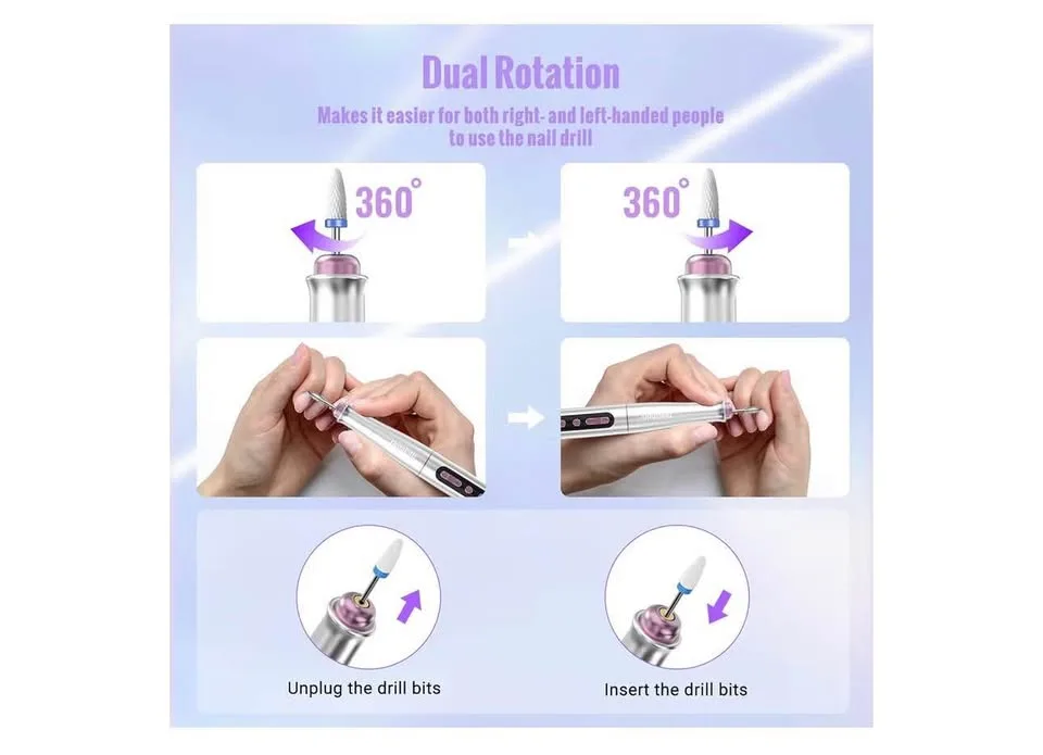 Nail cordless machine-new- nail file kit/ gel removal /pedicure image indicator(7)