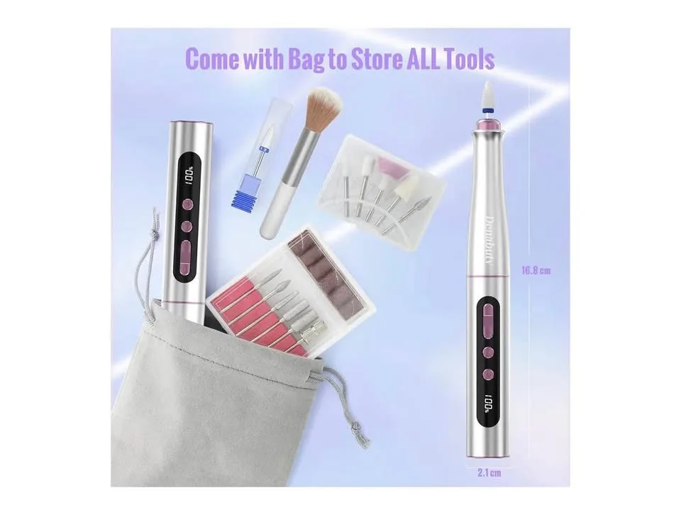 Nail cordless machine-new- nail file kit/ gel removal /pedicure image indicator(8)