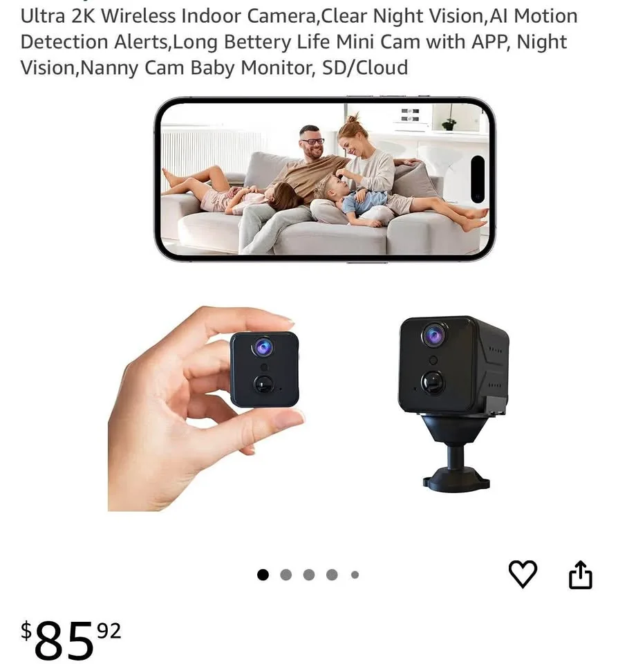 Wireless indoor mini camera/night vision-new- with app thumbnail
