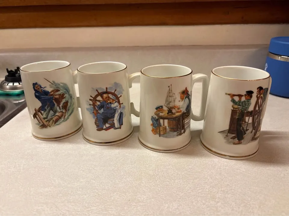 Set of 4 Vintage Norman Rockwell Mugs “The Mariners” image indicator(9)