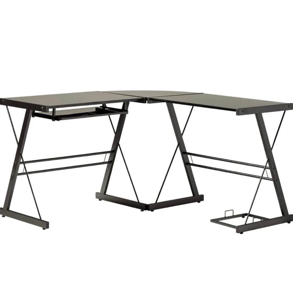 L shaped / corner tempered glass metal desk image indicator(4)