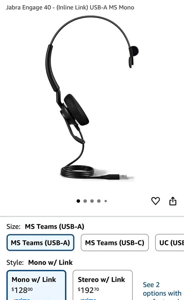 Computer headset -new-answer/mute adjust volume at fingertips thumbnail
