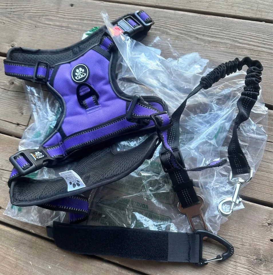 Dog harness size XL/purple with seatbelt image indicator(2)