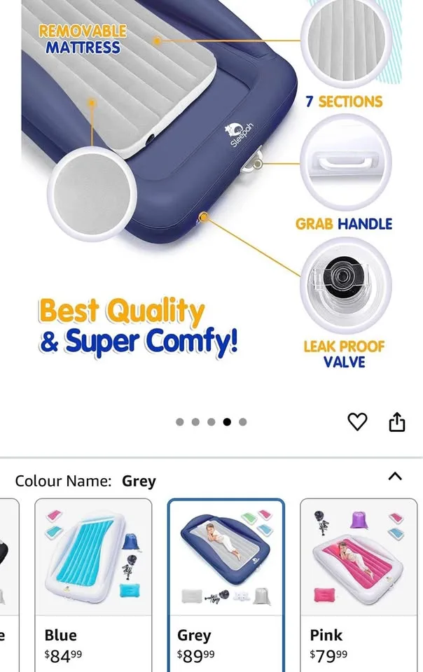 Toddler travel air mattress bed-new -inflatable/portable with el image indicator(4)