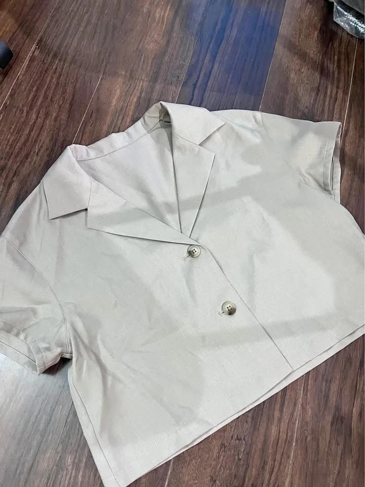 Uniqlo beige dress and blazer set