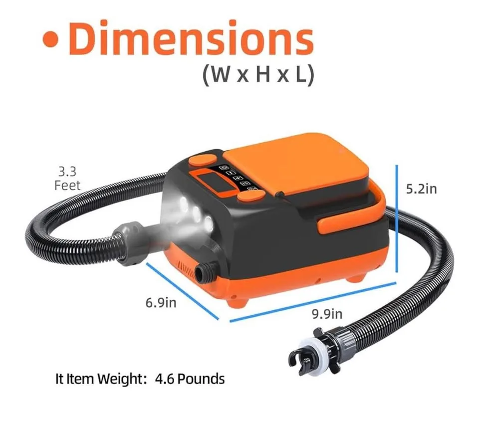 Inflatable pump/rechargeable with hose and attach-new- image indicator(6)