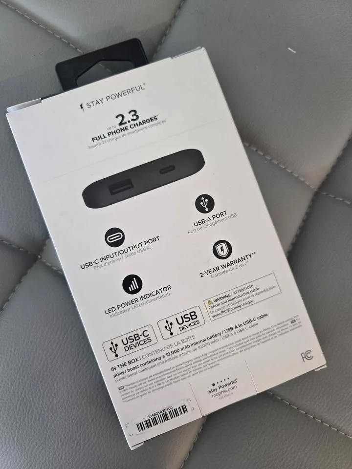 Mophie Power Boost 10,000 mAh Portable Battery – Never Used image indicator(2)