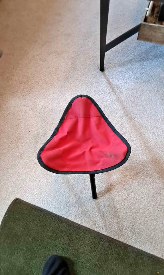 Small red stool located near Londonderry mall.