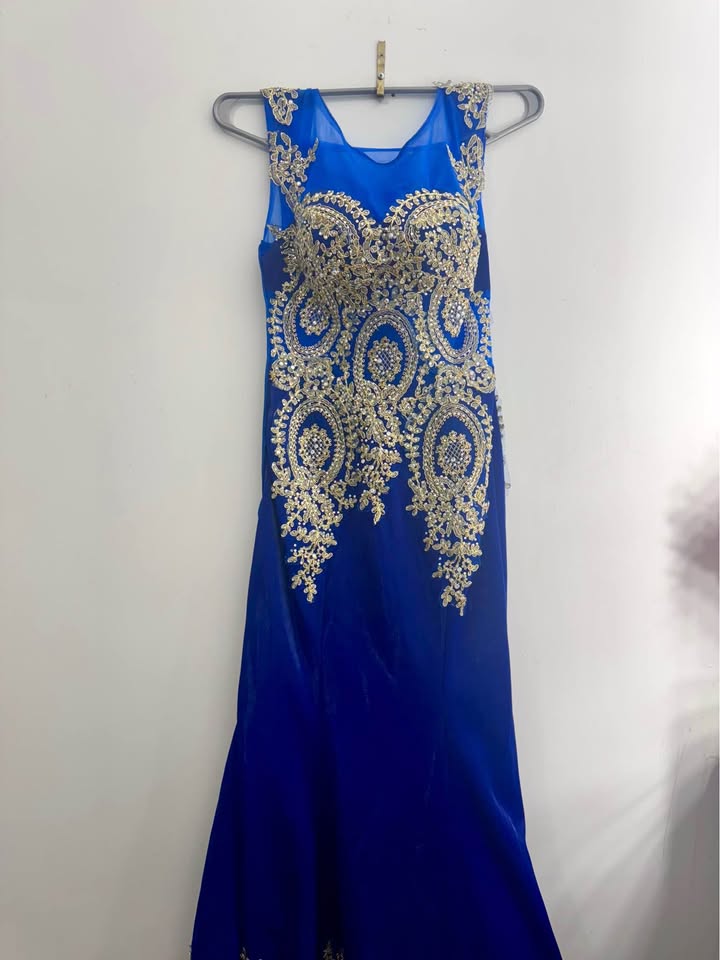 Royal Blue and Gold Mermaid Gown - photo 2