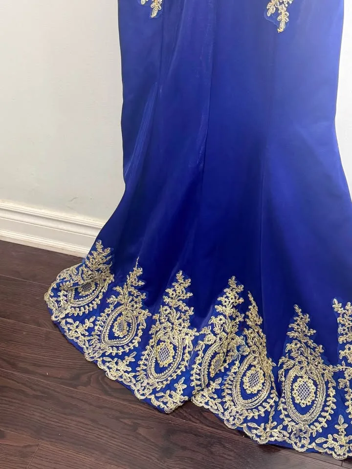 Royal Blue and Gold Mermaid Gown image indicator(3)