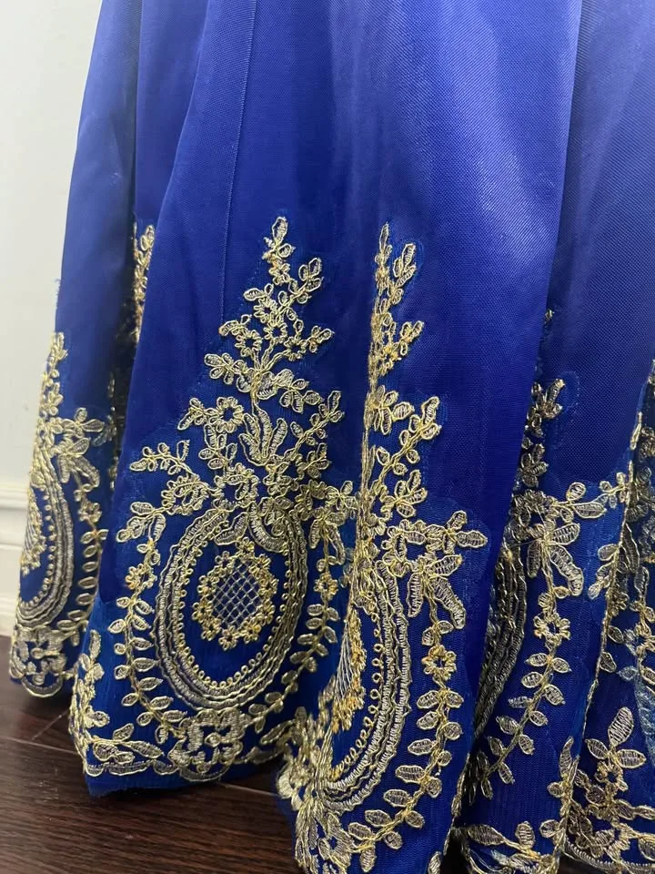 Royal Blue and Gold Mermaid Gown image indicator(4)