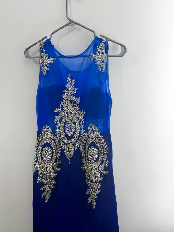Royal Blue and Gold Mermaid Gown image indicator(5)