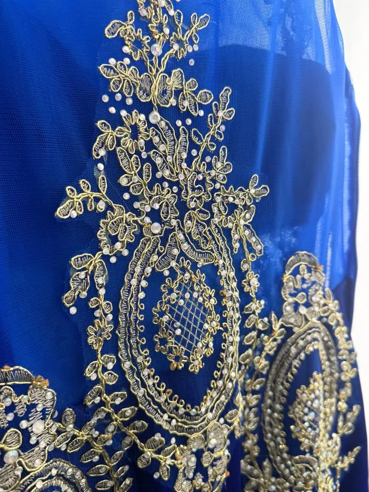 Royal Blue and Gold Mermaid Gown image indicator(6)