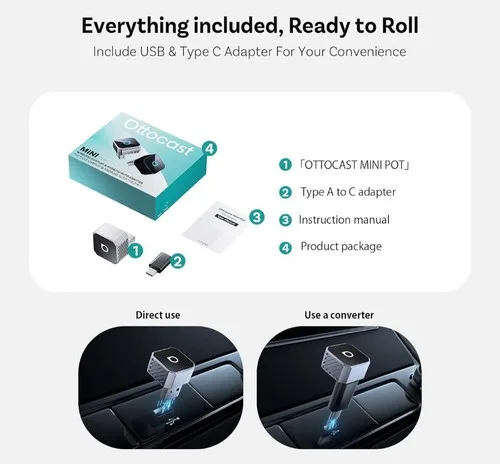 OTTOCAST Mini Pot 2025 Wireless CarPlay/Android Auto image indicator(2)