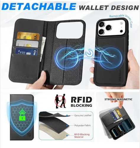 SHIELDON iPhone 17 Pro Max 2-in-1 Folio Case - Black thumbnail