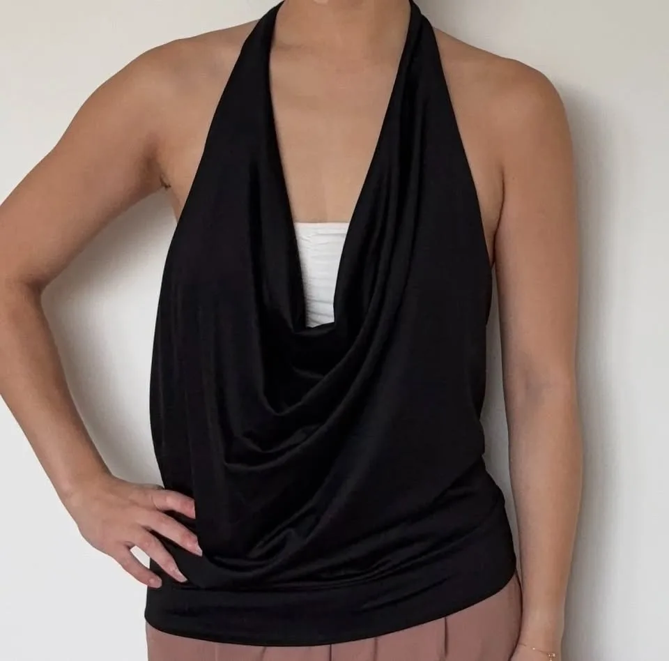 Deep Low Halter - Black thumbnail
