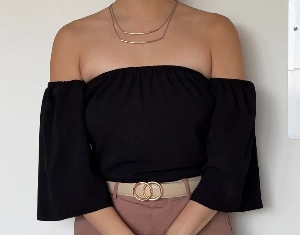 Off the Shoulder Top - Black thumbnail