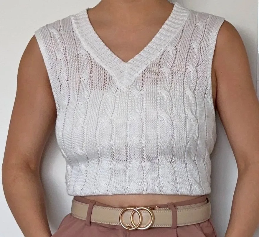 Knitted Vest - White thumbnail