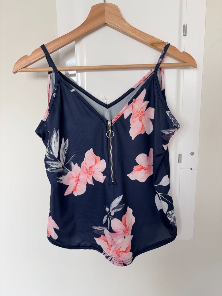 Floral Tank Top - Navy Blue - photo 2