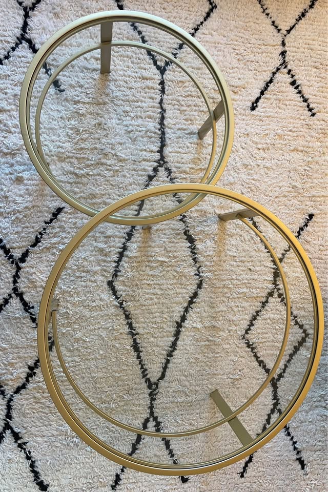 High-end round gold tempered glass nesting coffee tables (2) - photo 2