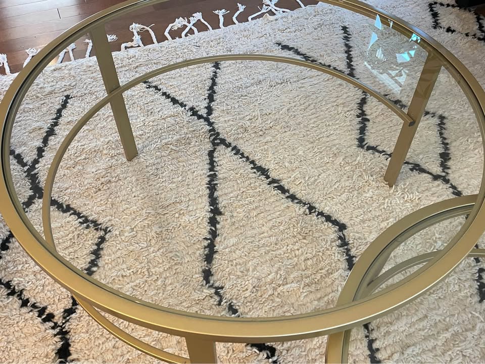 High-end round gold tempered glass nesting coffee tables (2) - photo 3
