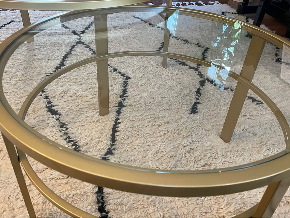 High-end round gold tempered glass nesting coffee tables (2) - photo 4