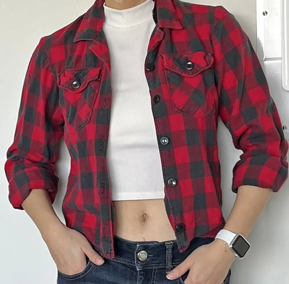 Plaid Button Up - Red & Black thumbnail