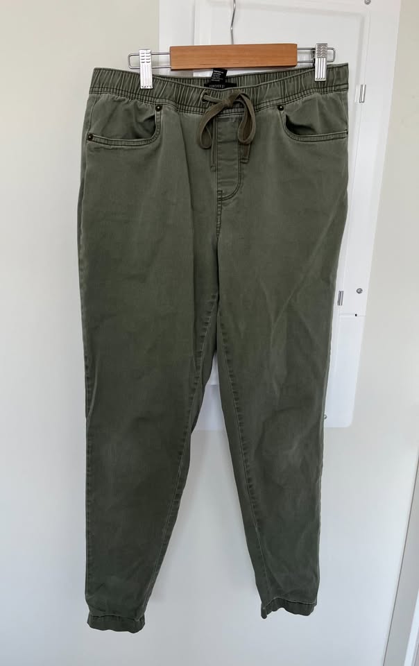 Faux Denim Jeans - Olive Green - photo 2