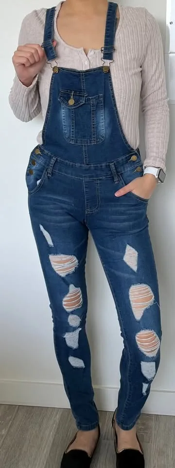 Denim Overalls - Dark Wash Blue thumbnail