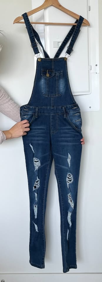 Denim Overalls - Dark Wash Blue - photo 3