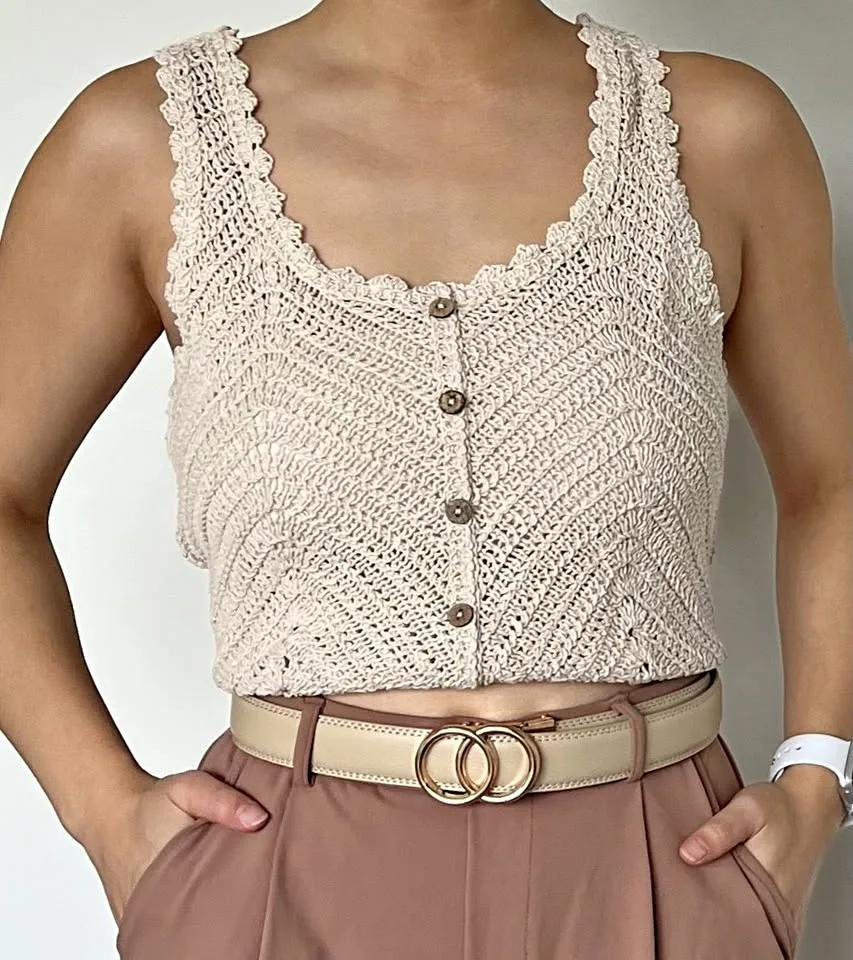 Crochet Top - Beige thumbnail