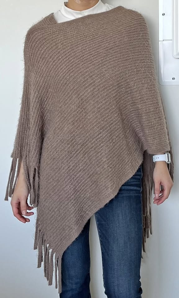 Wool Poncho - Brown