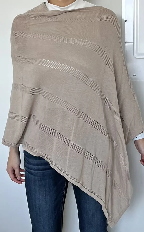 Light Elegant Poncho - Beige thumbnail