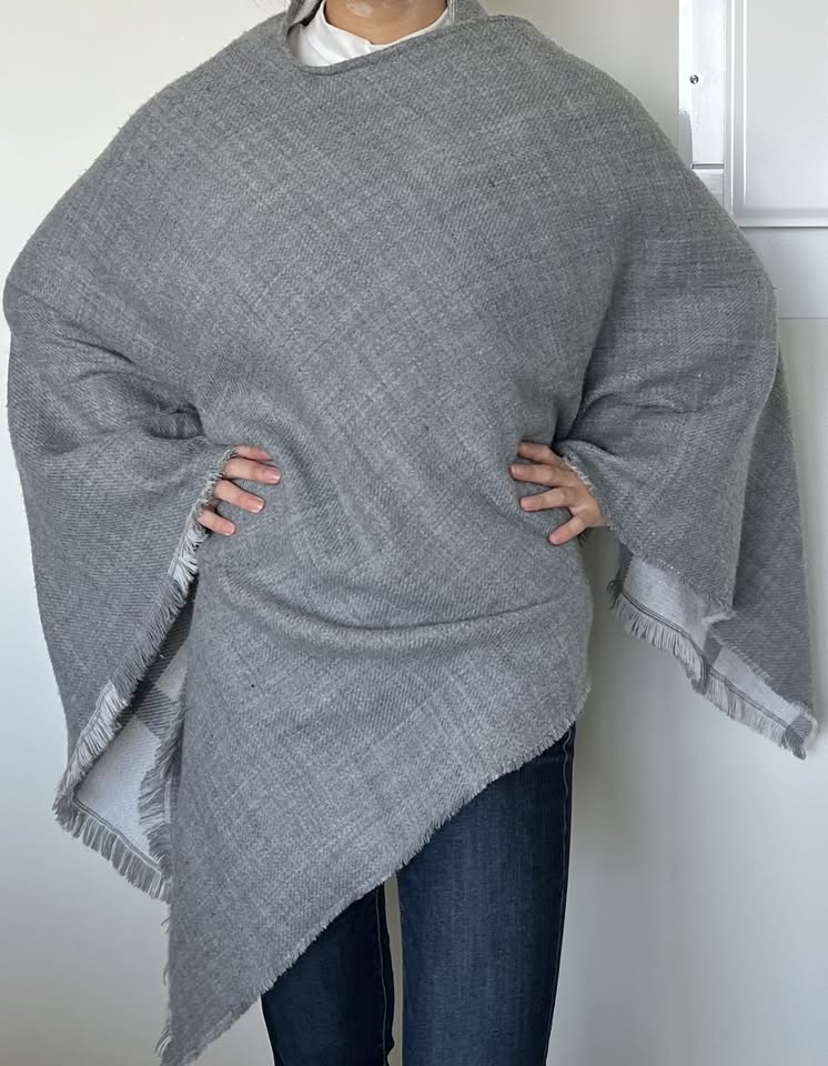 2 Sided Reversible Scarf Wrap - Grey & Plaid - photo 4