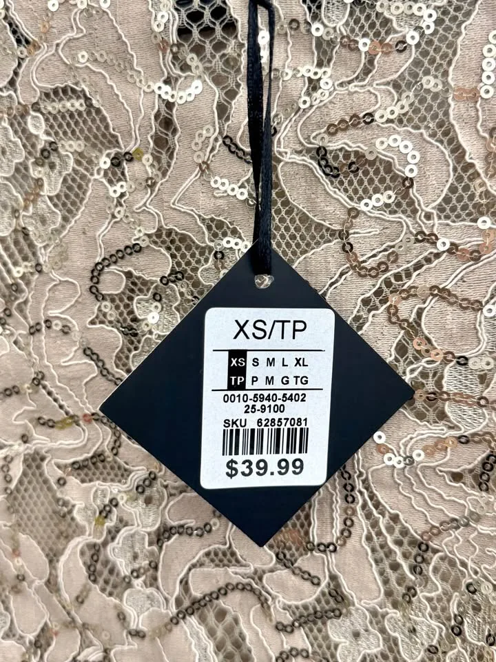 gold lace and sequin crop top with tiered bell sleeves image indicator(5)